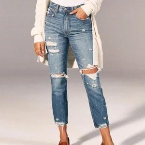 Abercrombie & Fitch High Rise Mom Jean Distressed